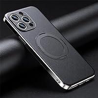 Genuine Leather for Phone Case for iPhone 14 12 13 15 Pro Max 15Pro 14Pro Luxury Lens Protection Magnetic Holder Cover,Black,for iPhone 11