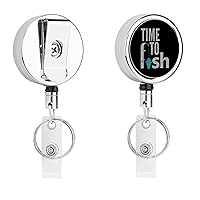 Time to Fish Typography Cute Badge Holder Clip Reel Retractable Name ID Card Holders for Office Worker Doctor Nurse