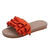 Womens Size 12 Slippers Suede Lace Open Toe Woven Flat Bottom Beach Slippers for Dogs Shoes for Women Slippers