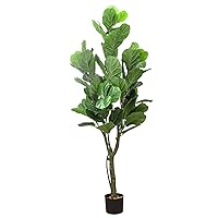 SZHLUX 5.2FT Artificial Fiddle Leaf Fig Tree, Artificial Plants for Home Decor Indoor, Lifelike Evergreen Fake Artificial Ficus Tree Perfect Match for Home Office Decoration
