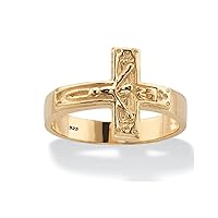 Men's 14k Yellow Gold Plated 925 Sterling Silver Cross Men's Engagement Ring