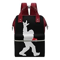 Bigfoot Holding Heart Durable Travel Laptop Hiking Backpack Waterproof Fashion Print Bag for Work Park Red-Style