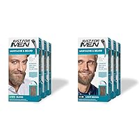 Just For Men Mustache & Beard Blond M-10/15 Pack of 3 and Light Brown M-25 Pack of 3 Beard Dye Sets with Brush for Easy Application