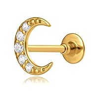 Amazon Collection 14k Gold Zirconia Cartilage Earring
