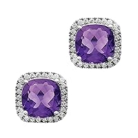 Multi Choice Cushion Shape Gemstone 925 Sterling Silver Solitaire Accents Stud For Women