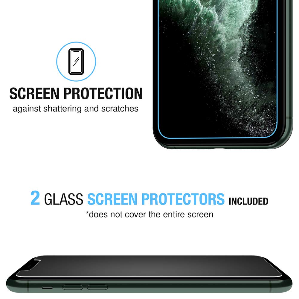 FlexGear Case for iPhone 11 Pro Max with 2X Glass Screen Protectors [Full Protection] - Crystal Clear