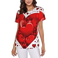 Women's Short Sleeve T-Shirts Casual Crew Neck Summer Tops Fashion Basic Tee Tshirt Blouses - Red Roses