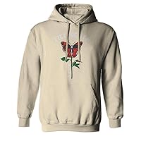 VICES AND VIRTUES Front Till Death Red Rose Flower Skull PRIMITIVES Butterfly VOLCON Hoodie
