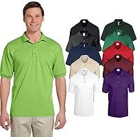 Gildan Mens Polo Shirt Modern-Fit Cotton Blend Short Sleeve Tee, Multipack 1I2I6I10- Make Your Own Color Set!