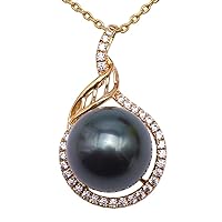 JYX Pearl 14K Gold Necklace Pendant AAA Quality Genuine 11.5-12mm Golden Round South Sea Cultured Pearl Pendant Necklace for Women