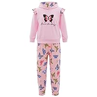 Kids Girls 2Pcs Outfits Long Sleeve Hoodie Sweatshirt and Printed Jogger Pants Set Casual Sport Tracksuit
