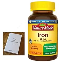 Nature Made Iron 65 mg 365 Tablets (325 mg Ferrous Sulfate), Dietary Supplement for Red Blood Cell Support, 365 Tablets, 365 Day Supply- Bundled with nalkotSupliments Guide