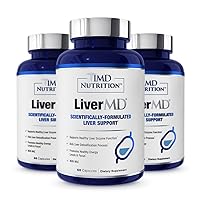 1MD LiverMD - Liver Support Supplement | Siliphos Milk Thistle Extract - Highly Bioavailable, for Liver Support | 180 Capsules (3-Pack)