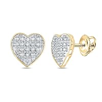 10K Yellow Gold Diamond Heart Earrings 1/10 Ctw.