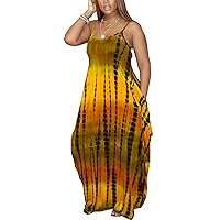 Women's Casual Maxi Dresses Summer Loose Sleeveless Floor Length Plus Size Sundresses with Pockets