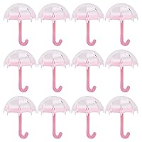 12Pcs Umbrella Shape Candy Box,Plastic Candy Case Container, Wedding Decoration Party Supplies, Clear Jars Candy Storage Boxes, Fillable Umbrellas Wedding Party Favors Candy Container (Pink)