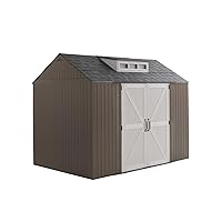 Rubbermaid Large Resin Outdoor Storage Shed, 10.5 x 7 ft., Brown, with Substantial Space for Home/Garden/Back-Yard/Lawn Equipment