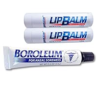 Boroleum Lip Balm and Nasalm Ointment (Combo Pack) Dryness, Soreness, and Stuffiness Relief - Medicated, All Natural Ingredients for Men, Women and Kids