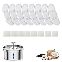 Cat Water Fountain Filters for 132oz/4L Stainless Steel Pet Fountain Replacement Filters, 8 Pet Water Fountain Filter Replacement with 8 Sponges, Easy to Install and Clean