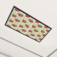 6 Pack Fluorescent Light Covers Spring Picnic Gingham Strawberry Daisy Flower Cottage Funky Cute Decorative Magnetic Ceiling Light Covers Light Shade Panel for Classroom Office 4 x 2 ft