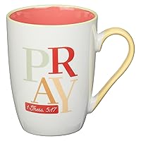 Christian Art Gifts Ceramic Scripture Coffee and Tea Mug for Women 11 oz Pink Pastel Inspirational Bible Verse Cup - Pray Continually - 1 Thessalonians 5:17 Microwave and Dishwasher-Safe Mug