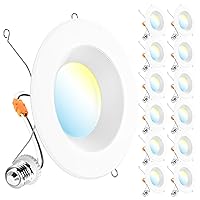 Sunco Lighting 12 Pack 5/6 Inch LED Can Lights Retrofit Recessed Lighting Selectable 2700K/3000K/3500K/4000K/5000K Dimmable Baffle Trim 13W=75W 965 LM Replacement Conversion Kit UL Energy Star