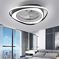 Fan Light with Remote Control Invisible Ceiling Fan Light Modern Minimalist Fan Light Bedroom Living Room Children's Room Study Room Dining Room LED Fan Ceiling lamp Lighting Decoration (White)