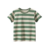 Boys Casual Shirt Striped Blouse Short Sleeve Scoop Neck Tops Breathbale Soft Tees Summer Toddler T-Shirts