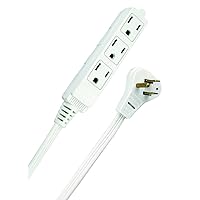 Woods Slimline 2232 Angled Flat Plug Extension Cord, Space Saving Flat Design, 3 Grounded Outlets, 13-Foot, 13 Amps, 1625 Watts, 125 Volts, UL Listed, White Color