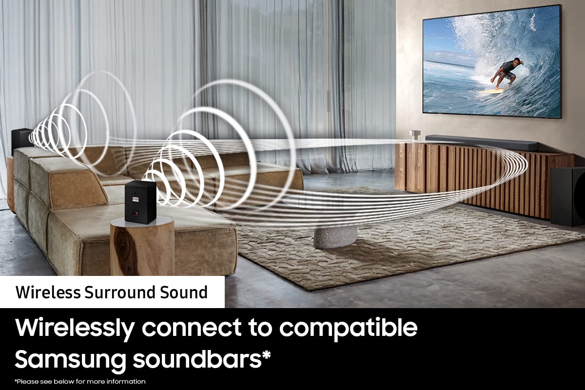 SAMSUNG SWA-9200S Wireless Rear Speaker Kit, Upgrade Soundbar System to True Surround Sound Experience, Latest Model,Black