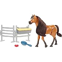 Spirit Untamed Forever Free Spirit Horse (Approx. 8-in Neighing Sounds, Long Mane & Tail Hair, Brush, Hay Bale, Apple Snack Accessories, Great For Ages 3 Years Old & Up