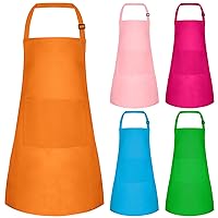 5 Pack Kids Apron Adjustable Children Apron with 2 Pockets Children Chef Painting Aprons for Cooking Baking Painting Crafts Making