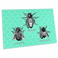 Queen Bee Worker Bee and Drone Bee on Mint Green... - Desk Pad Place Mats (dpd-219450-1)