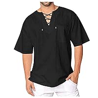 Mens Casual Shirts,Short Sleeve Plus Size Casual V Neck Tops Shirts Beach Fashion Hippie Blouse Tee T-Shirt 2024
