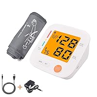 Accurate Digital Automatic Blood Pressure Monitor Upper Arm Cuff for Home with BP Monitors Pulse Hypertension Measurement Larger Cuff 2 Users for Elderly LCD Display (White)