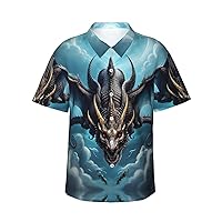 Flying Dragon Hawaiian Shirts for Men, Print Summer Beach Casual Short Sleeve Button Down Shirts,Summer Beach Dress Shirts