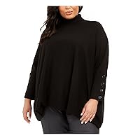 Anne Klein Womens Solid Pullover Sweater, Black, 0X/1X