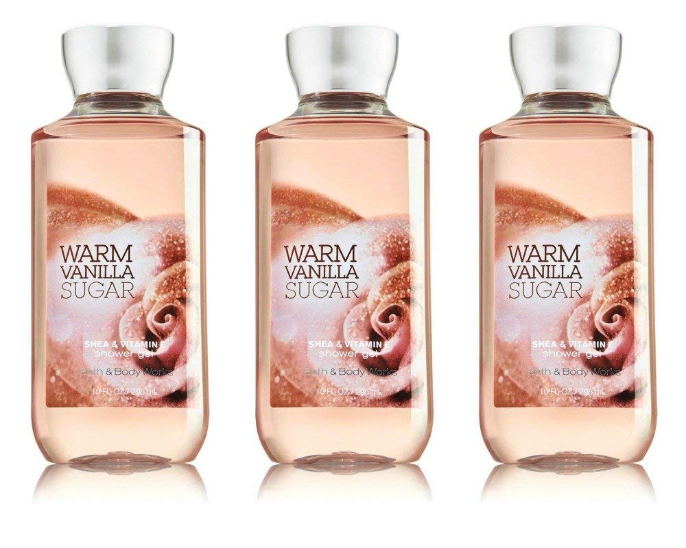 Bath and Body Works Warm Vanilla Sugar Signature Collection Shower Gel, 10 oz, new packaging (3 Pack)