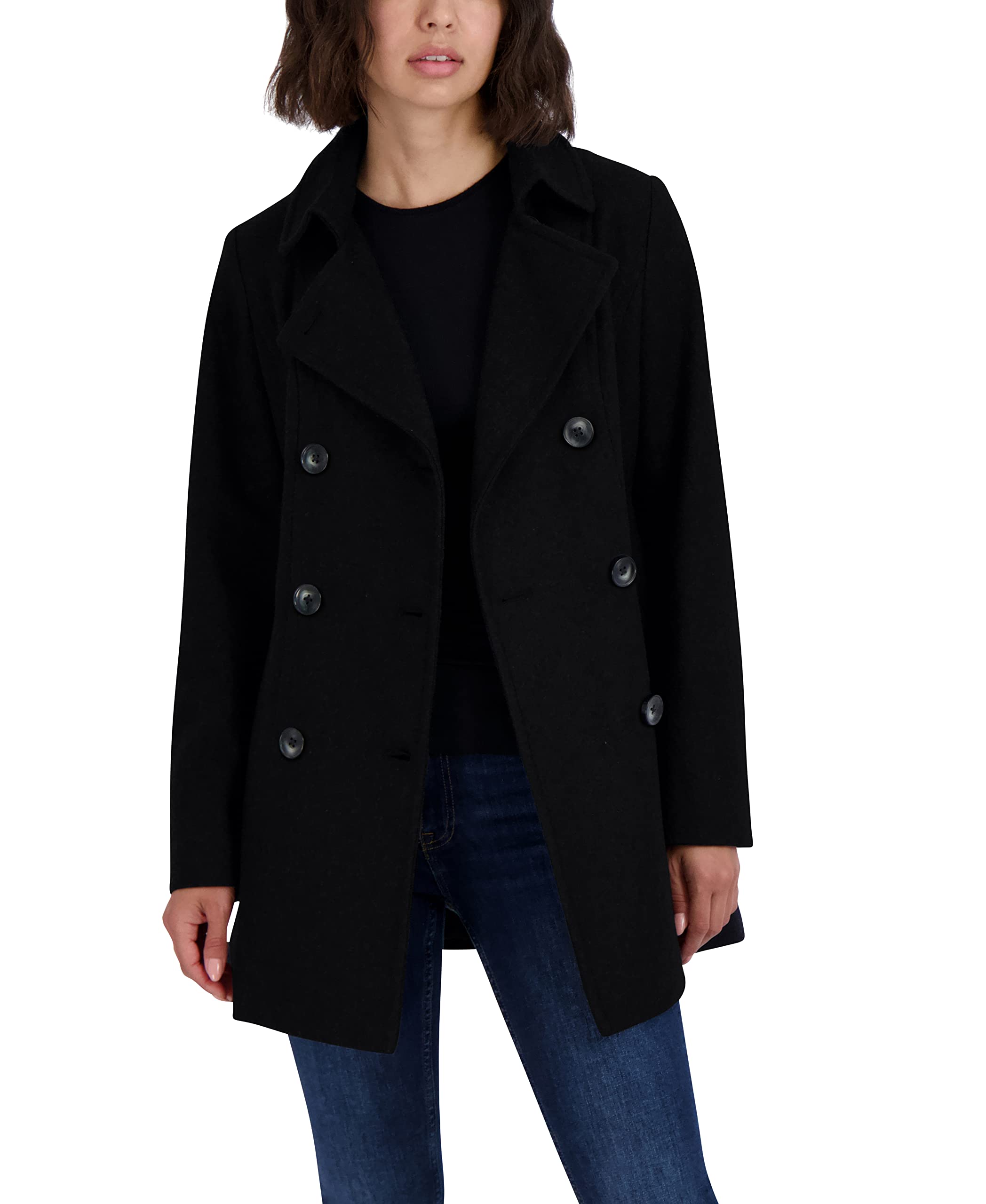 Nautica Women's 3/4 Hooded Peacoat Outerwear