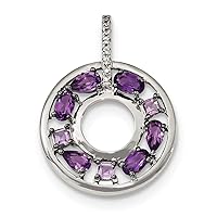 21mm 925 Sterling Silver Amethyst and CZ Cubic Zirconia Simulated Diamond Circle Pendant Necklace Jewelry for Women