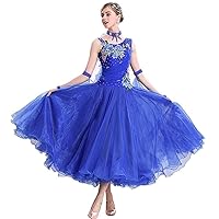 Applique Delicate Lace Ballroom Dance Waltz Tango Standard Competition Dance Gowns