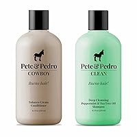 Pete & Pedro COWBOY & CLEAN Hair Care Set | Tobacco Cream Conditioner and Tea Tree Oil Shampoo For Men | As Seen on Shark Tank, 8.5 oz. Each