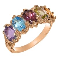 14k Rose Gold Real Genuine Multi Gemstone Womens Eternity Ring