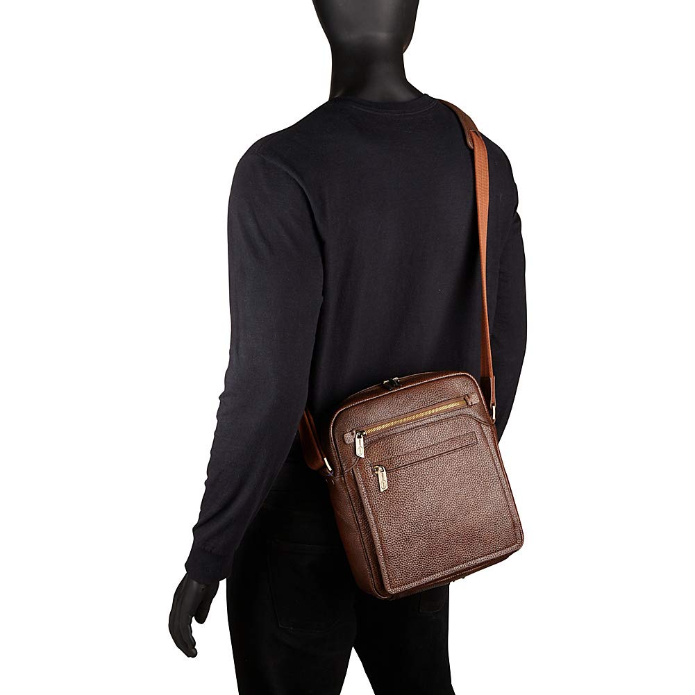 Amerileather Front Flap Messenger Bag (Dark Brown)