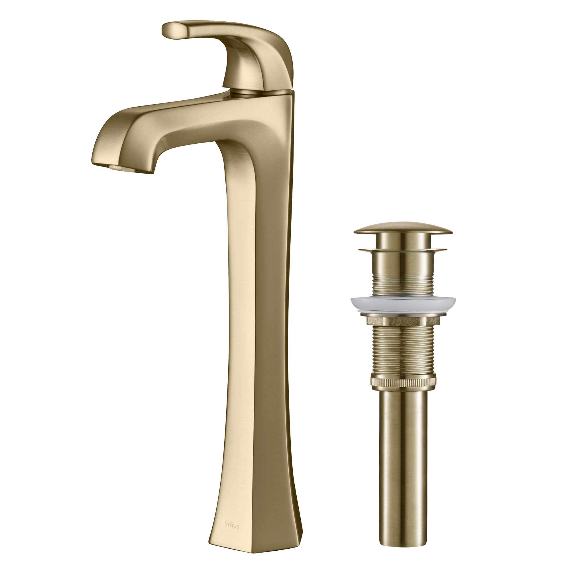 Kraus KVF-1210BG Esta Single Handle Vessel Bathroom Faucet with Pop-Up Drain, Spot Free Brushed Gold