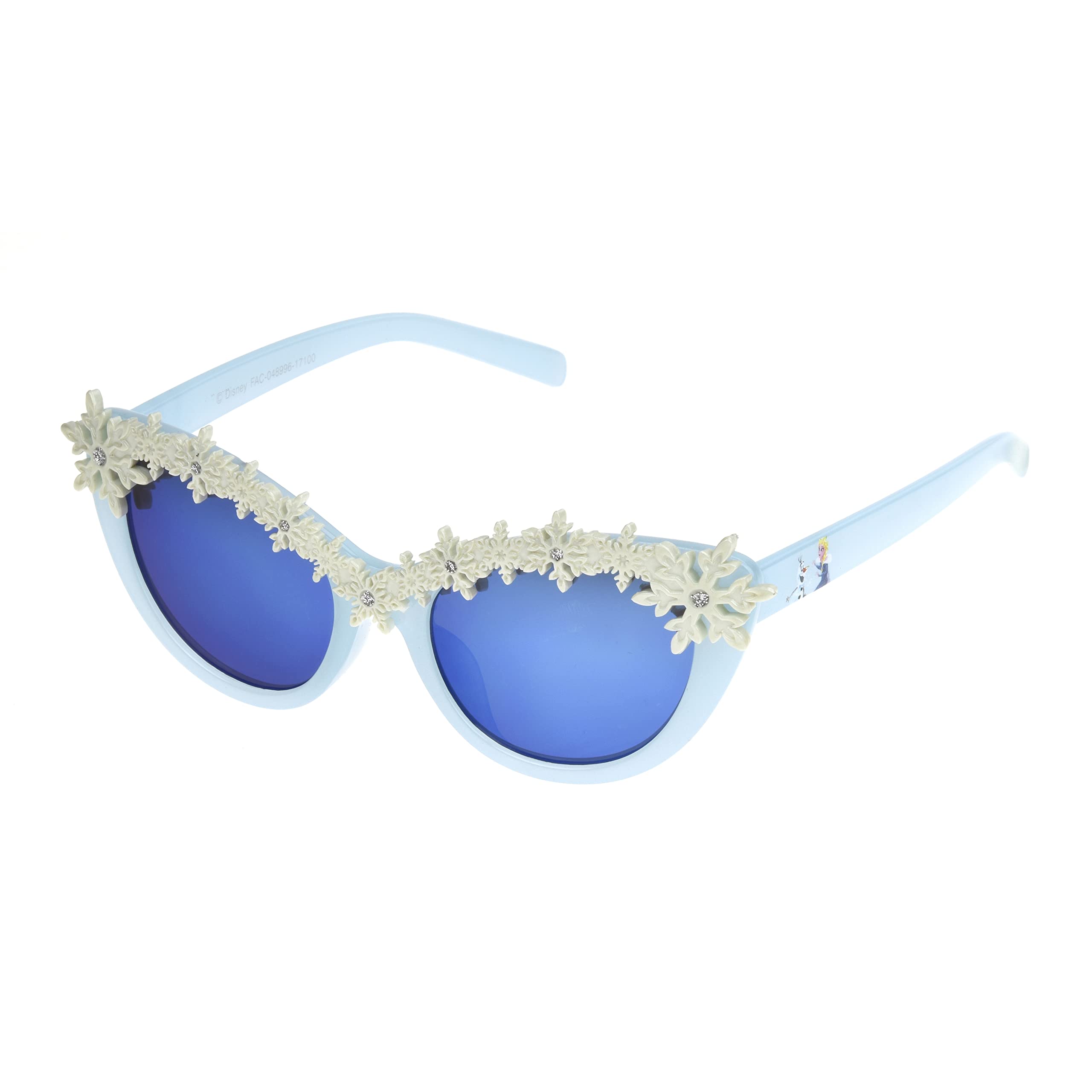 Disney Girls Frozen Snowflakes Kids Cat Eye Sunglasses, Light Blue, 48