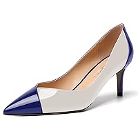 Women's Pointed Toe Wedding Slip On Patent Dress Solid Stiletto Mid Heel Pumps Shoes 2.5 Inch