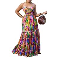 Women's Maxi Dresses for Beach Cocktails Straps Cut-Out Brassiere Homecoming Dress Assorted Colors