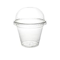 Party Essentials 9 oz Disposable Old Fashioned Tumblers Party Cups for Cold Drinks Cocktail Wine Parfait Fruit Ice Cream Cupcake Yogurt Smoothie snacks, 25 sets, Cups + Dome Lids, Clear