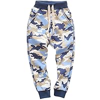 KISBINI Boy's Cotton Camouflage Sweatpants Sports Pants for Children